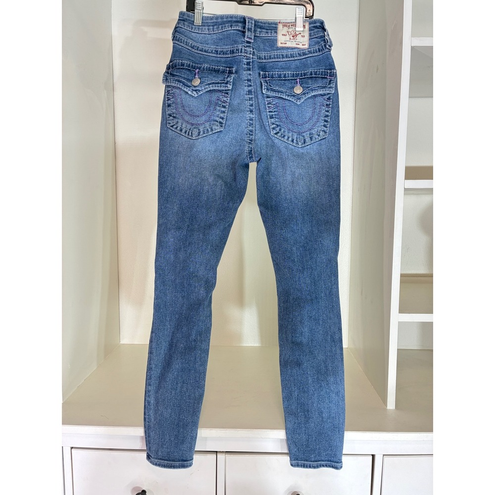 True Religion Jennie Curvy Jeans Women 26 Blue High Rise Super Skinny Distressed